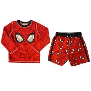 Character Toddler Boys 2-Piece Rashguard and Swim Trunk Set - Spiderman